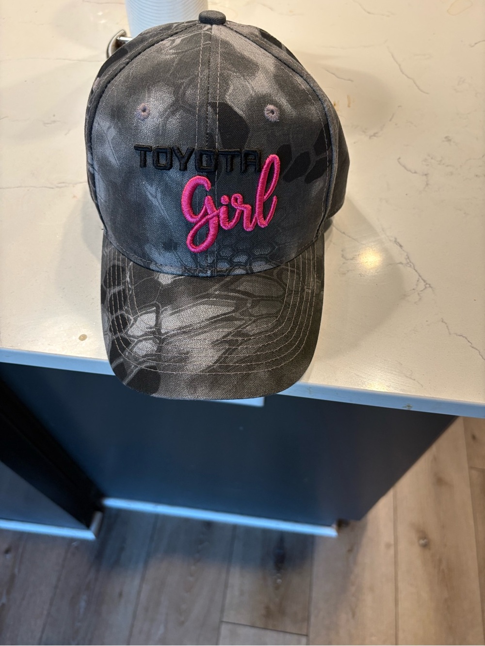 Girl Gray & Pink Embroidered Baseball Cap